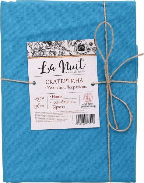 Скатерть Яркость 109x136 см бирюзовый La Nuit 