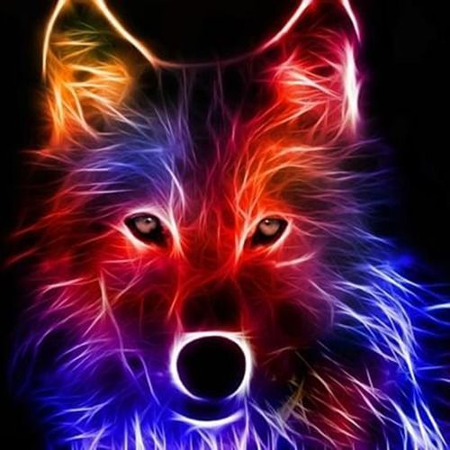 Набор для творчества со стразами на подрамнике Неоновый волк 30x30 см Діамантові ручки 