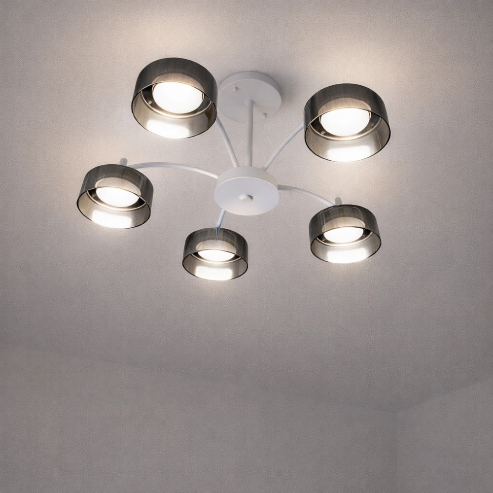 Люстра потолочная LIGHT SET DUSHA MS241 5x12 Вт GX53 белый/дымчатый
