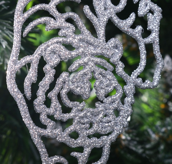 Подвеска Тигрик-полосатик 2Д d 12 см серебряный