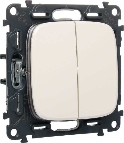Выключатель двухклавишный Legrand Allure без подсветки 10 А 250В кремовый 752805