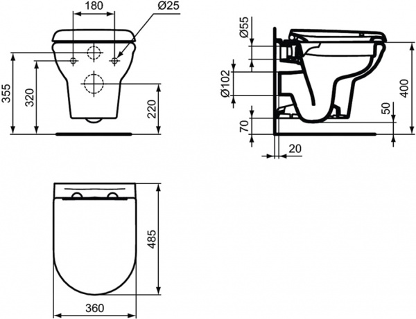 Унитаз подвесной Ideal Standard Exacto Rimless с сидением Soft Close