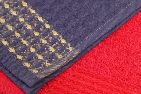 Набір серветок Luna вафельна+махрова (2шт.) 50x30 см синьо-бордовий 