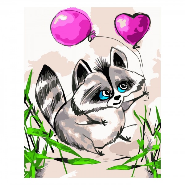 Розмальовка за номерами Strateg Єнотик з кульками 30х40 см SV-0032