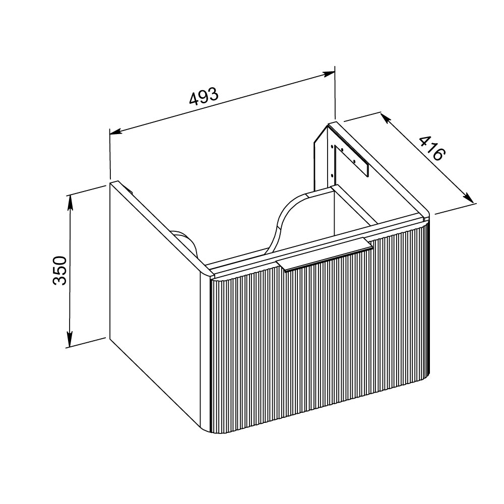 Тумба підвісна Aqua Rodos FROST (WHITE-MATT-PVC) 1 ящик з умивальником Ваr 50 см