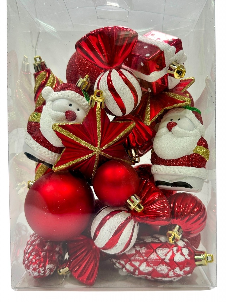 Набір іграшок формових прикрас і куль 28 шт червоний