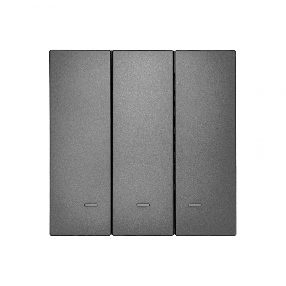 Вимикач триклавішний HausMark INO з підсвіткою сірий LS-3G LED-EU-Gray