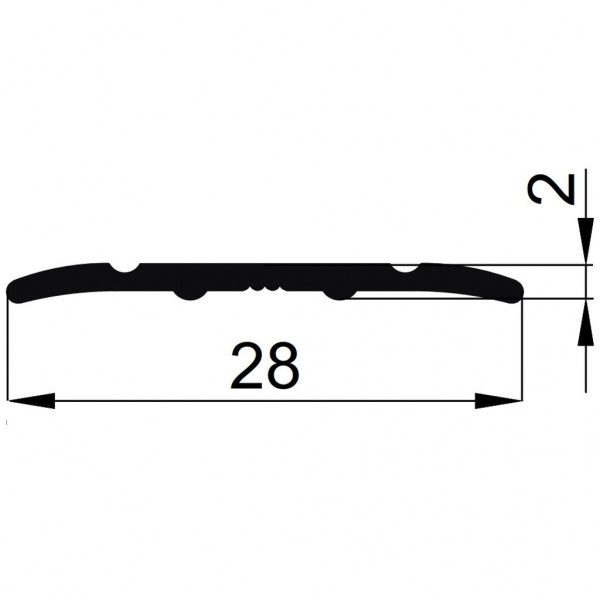Поріжок алюмінієвий ПАС-1314м АЛЮПРО радіальний з отворами 28х2x1800 мм дуб мокко 