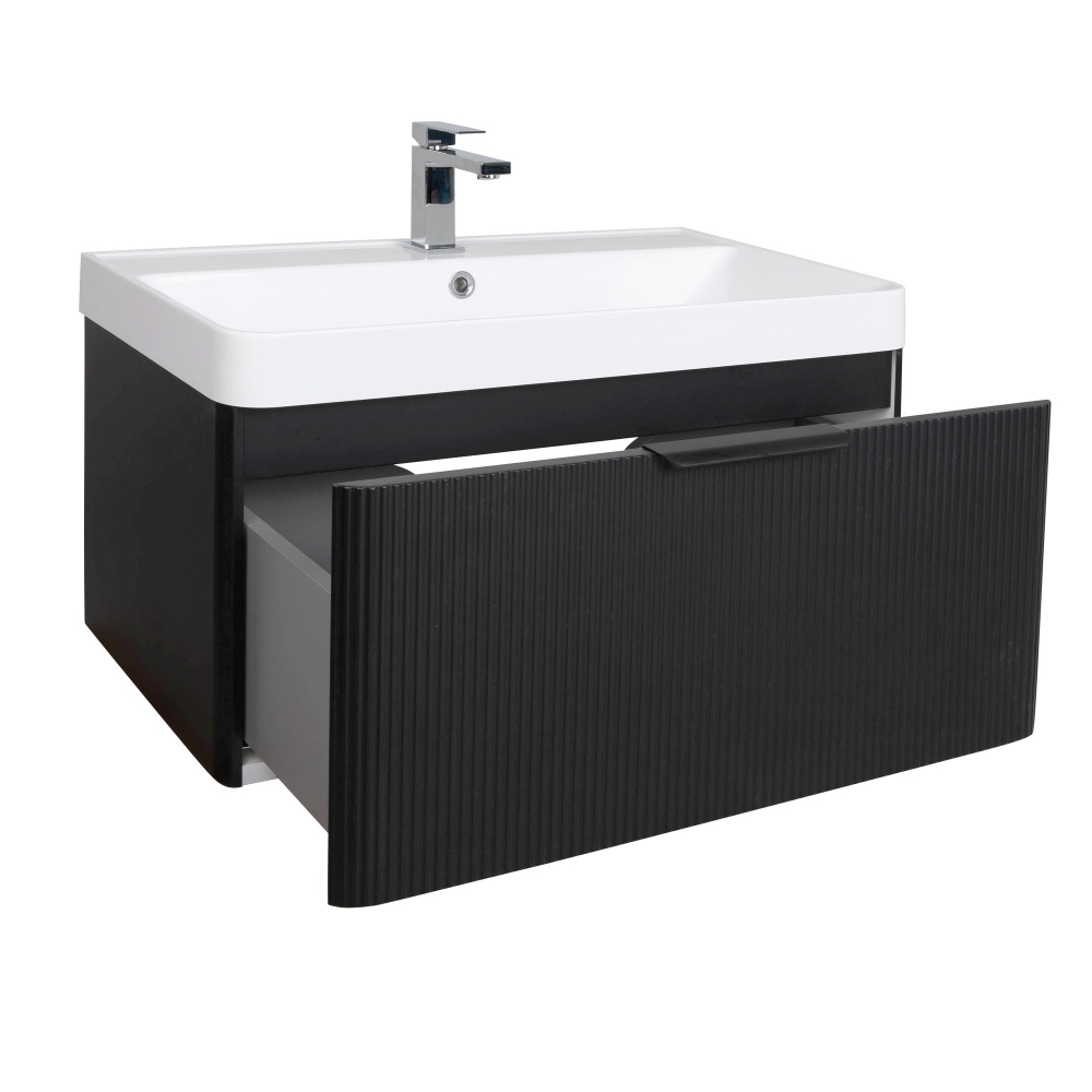 Тумба подвесная Aqua Rodos Frost Black с умывальником Deep 75 см (АР000127940)