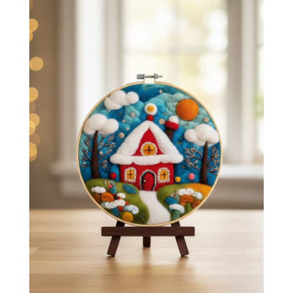 Набор для валяния картины из шерсти Зимний дом Brushme