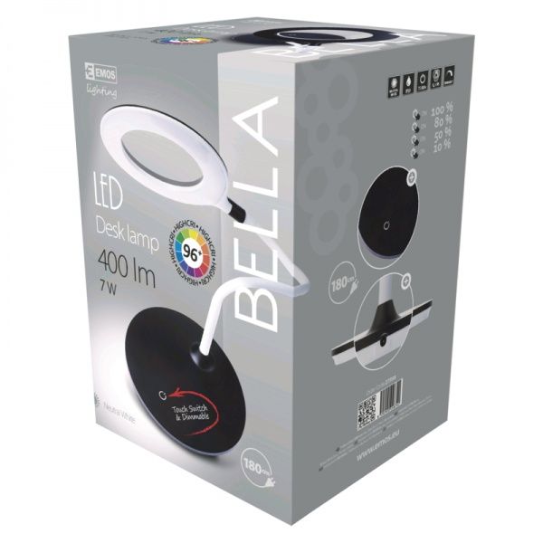 Настольная лампа офисная Emos 7 Вт бело-черный Z7598 