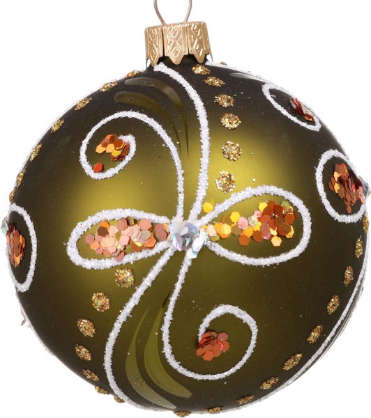 Шар новогодний орнамент d 80 мм в ассортименте .0182