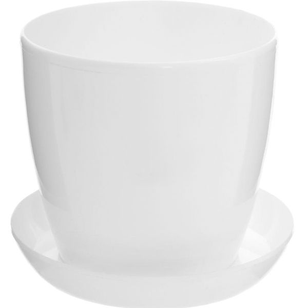 Горщик пластиковий Омела глянцевий круглий 0,8л білий 