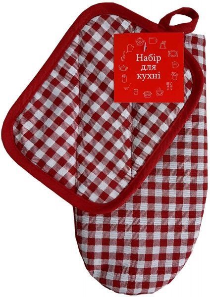 Набор кухонный Клеточка бордо 16x36 см Прованс 