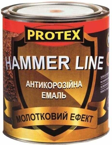 Емаль Protex антикорозійна молоткова Hammer Line чорний глянець 1,95л 2кг