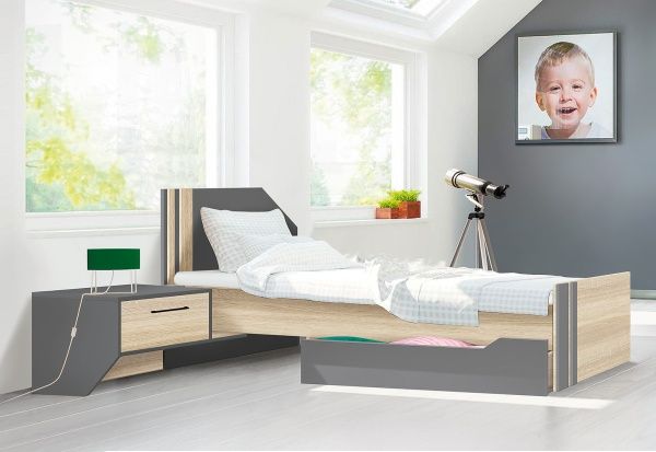 Ящик к кровати МФ МОДЕРН Элемент Филла 130х52х26 дуб сонома/антрацит