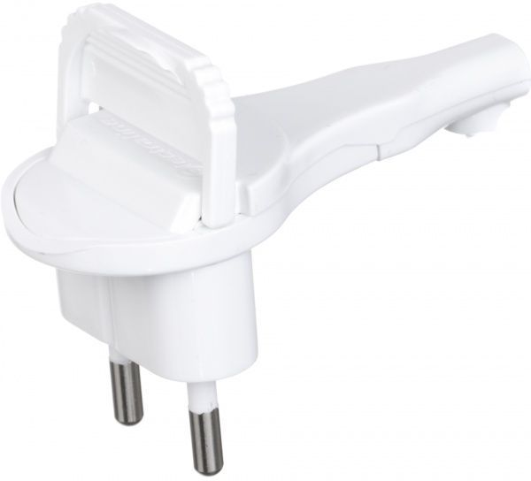 Вилка электрическая угловая Electraline ультра тонкая 90° без заземления 220В 16А IP20 пластик белый