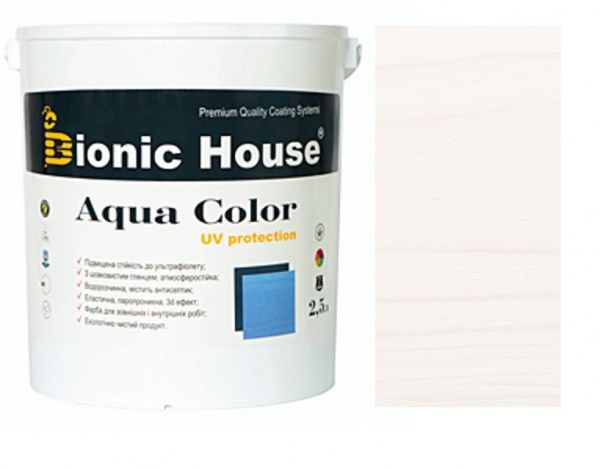 Лазурь Bionic House лессирующая универсальная Aqua Color UV protect белый шелковистый мат 2,5 л