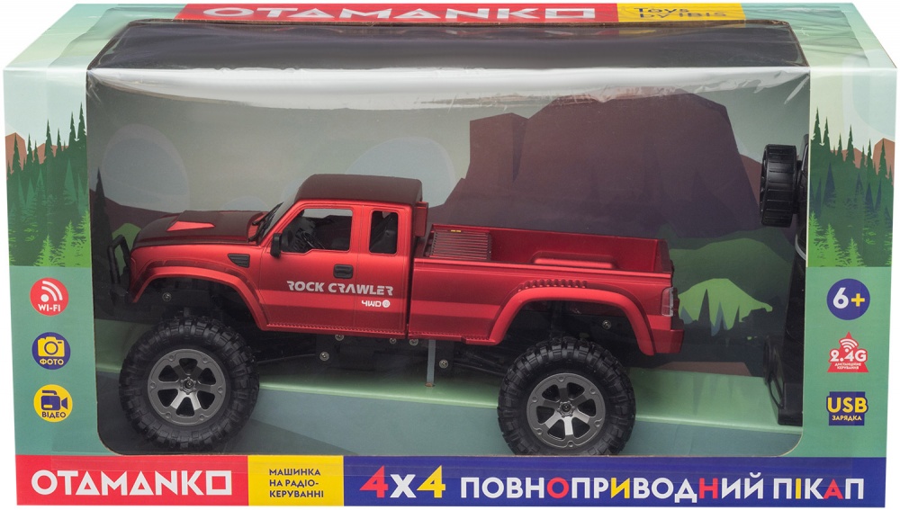 Автомобіль на радіокеруванні OTAMANKO 4x4 повнопривідний пікап з камерою червоний 1:16 532.01.39