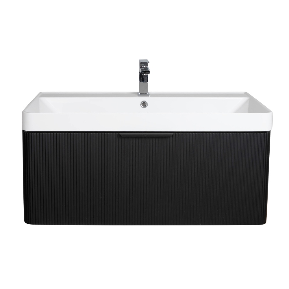 Тумба подвесная Aqua Rodos Frost Black с умывальником Deep 90 см (АР000127942)