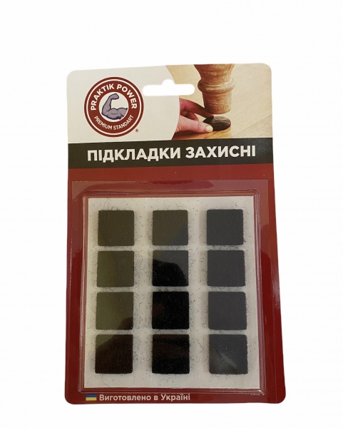Самоклейка підкладки захисні преміум 20х20 мм чорний 12 шт.