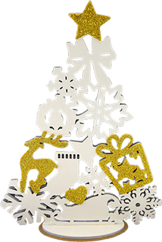 Украшение новогоднее Елочка с оленем и подарками 31 см желтый 1220299