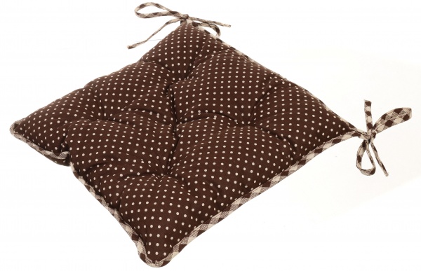 Подушка на стілець Lucy 40х40 см коричневий горошок з мереживом La Nuit