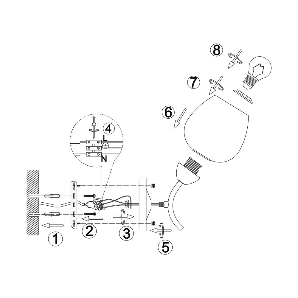 Бра Miorro Colibre металл/стекло 1x40 Вт E27 белый 51-311-029