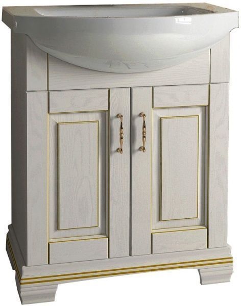 Тумба напольная Ваші Меблі Дельфин 60 (610x305x850 мм) с умывальником белая/золото