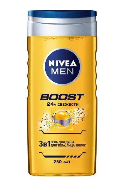 Гель для душа Nivea Boost 3 в 1 для тела, лица и волос 250 мл