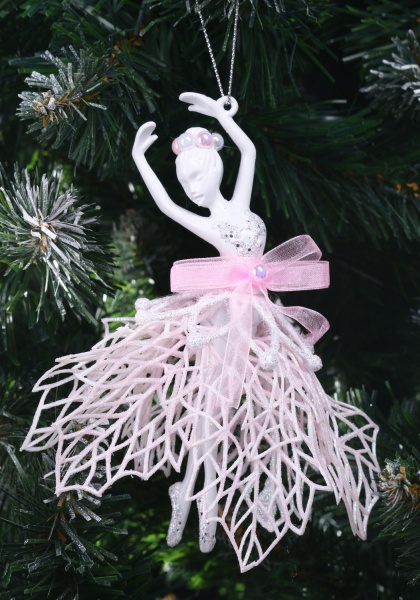 Подвеска Балерина декор Элит 9х12х3 см розовый