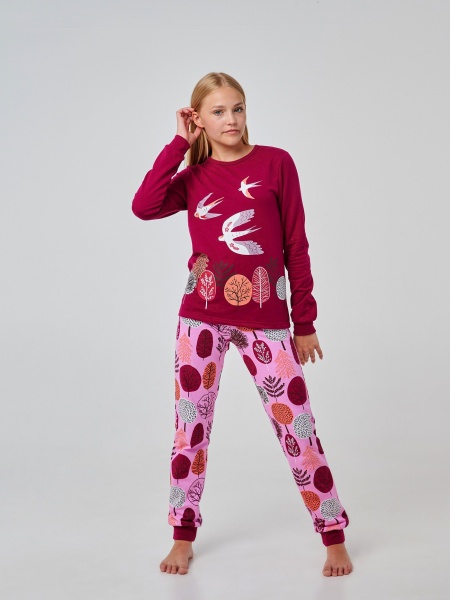 Пижама для девочек Smil 104744 р.152 бордовый 104744 