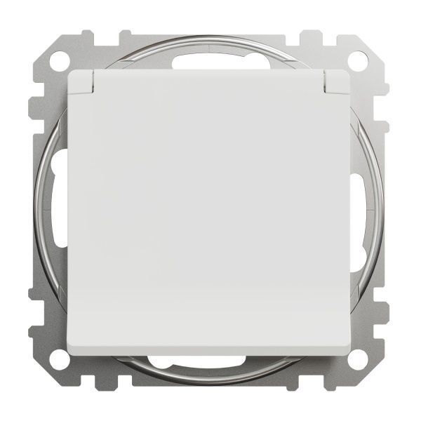 Розетка силовая с заземлением Schneider Electric Sedna Design со шторками с крышкой белый SDD111024