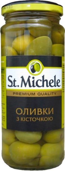 Оливки St. Michele Гордал с косточкой 358 мл (8411578503848)