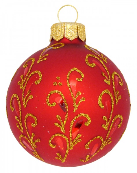 Набір ялинкових куль з візерунчатим малюнком 60 мм срібло/золото/синій/червоний 60Dуз/4