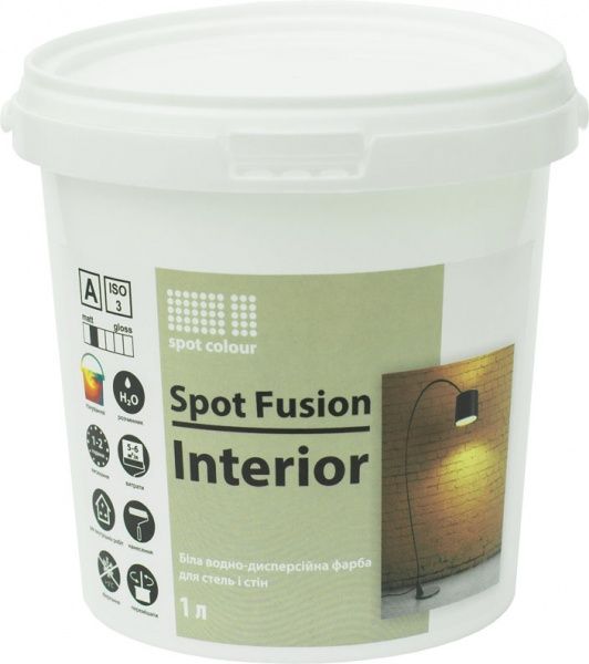 Фарба акрилова водоемульсійна Spot Colour Fusion Interior глибокий мат білий 1л 