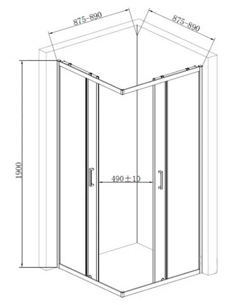 Душове огородження BERN 900x900x1900 прозоре скло MXOB0633CR