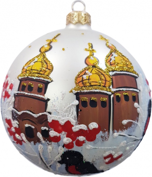 Куля новорічна Юріта Пейзаж Купола d 110 мм білий 100402M