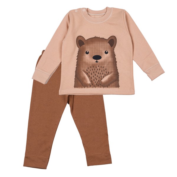 Пижама детская унисекс Фламинго р.86 бежевый/коричневый 109-312 