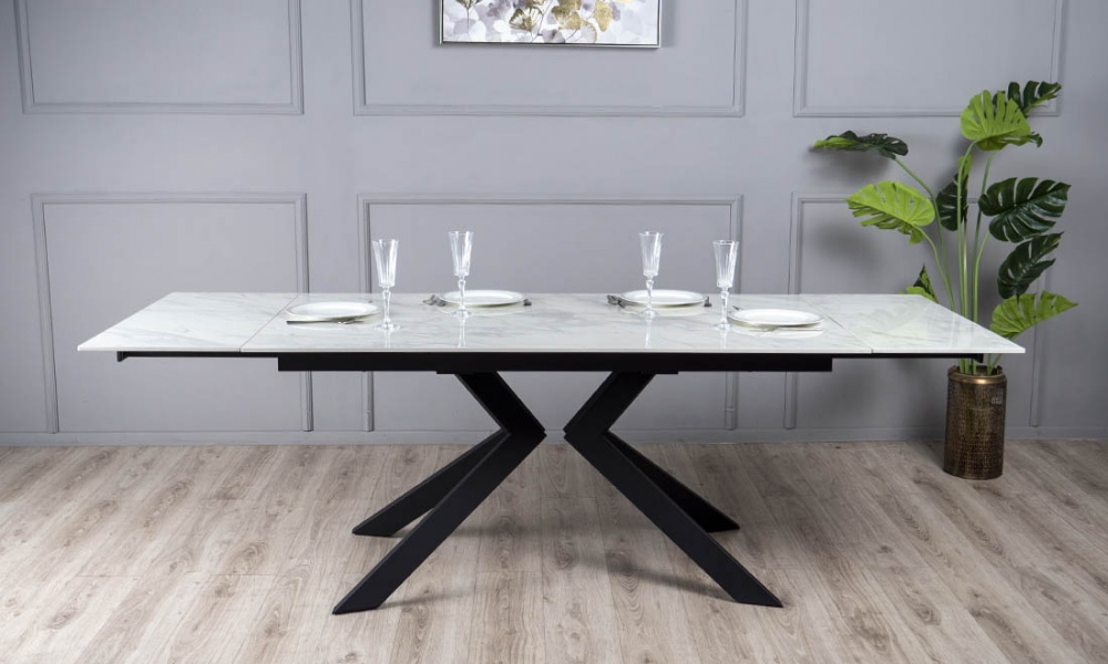 Стол обеденный Монако 1600х900х750 белый/черный