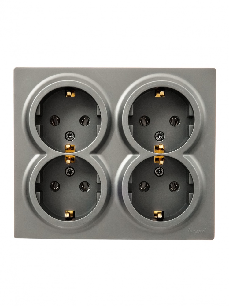 Розетка накладна побутова із заземленням Lezard LETO IP20 платина 752-3500-127BDP