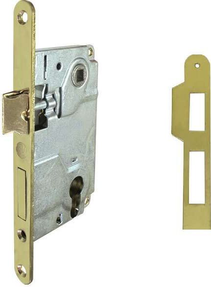 Дверний замок міжкімнатний STV JNI9171 BP з відповідною планкою полірована латунь