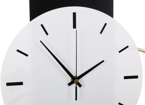Годинник настінний металевий 30 см чорно-біло-золотий
