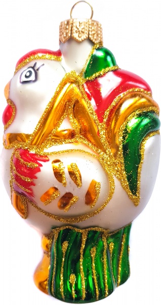 Ялинкова іграшка Юріта Півник з косою білий 1131М 10,8 см 