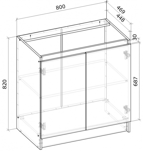 Тумба нижня МС Сніжана 80х82х46,9 см, білий Грейд