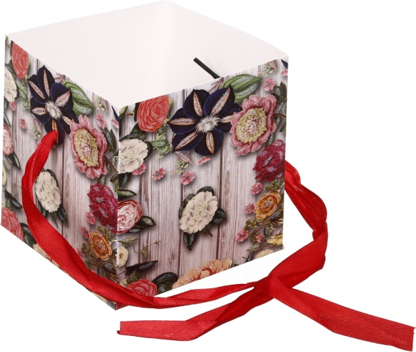 Коробка складная Цветы/сердца 10,8x10,8x10,8 см (EBXSS9850)