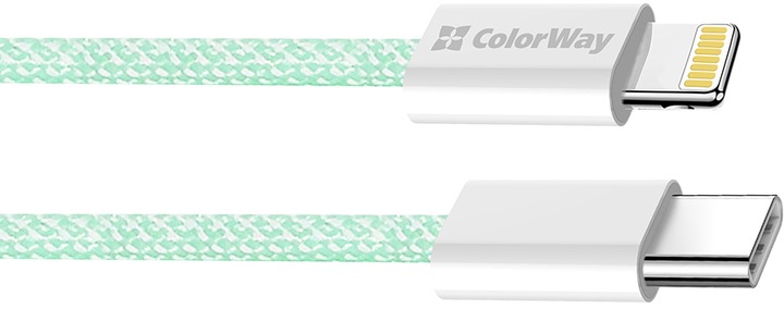 Кабель ColorWay Type-C - Apple Lightning (braided cotton) (PD Fast Charging 27W) 1 м зелений (CW-CBPDCL061-G)