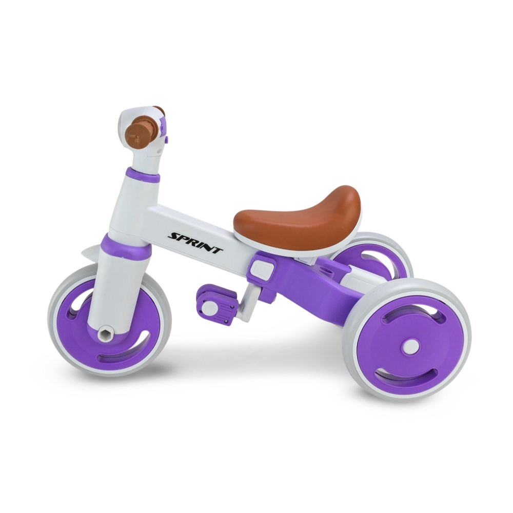 Велосипед трехколесный Shantou с родительской ручкой белый с фиолетовым TR2604