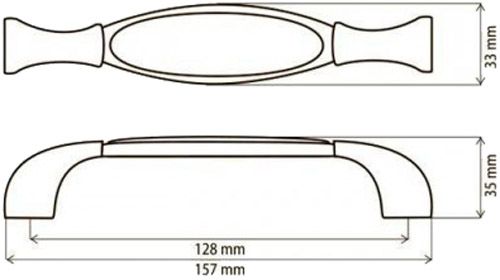 Меблева ручка D-307 G4/14M 128 мм антична бронза/білий DC 72602