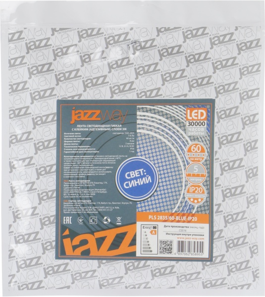 Стрічка світлодіодна Jazzway PLS 2835/60-SMD 6 Вт IP20 12 В синій 2858955 